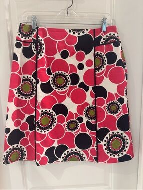 East 5th Pink, Black & Green A-Line Circle Print Skirt